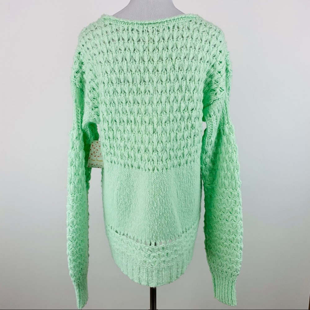 Free People Sea Mist Crashing Waves Sweater Sz XS - Picture 7 of 8